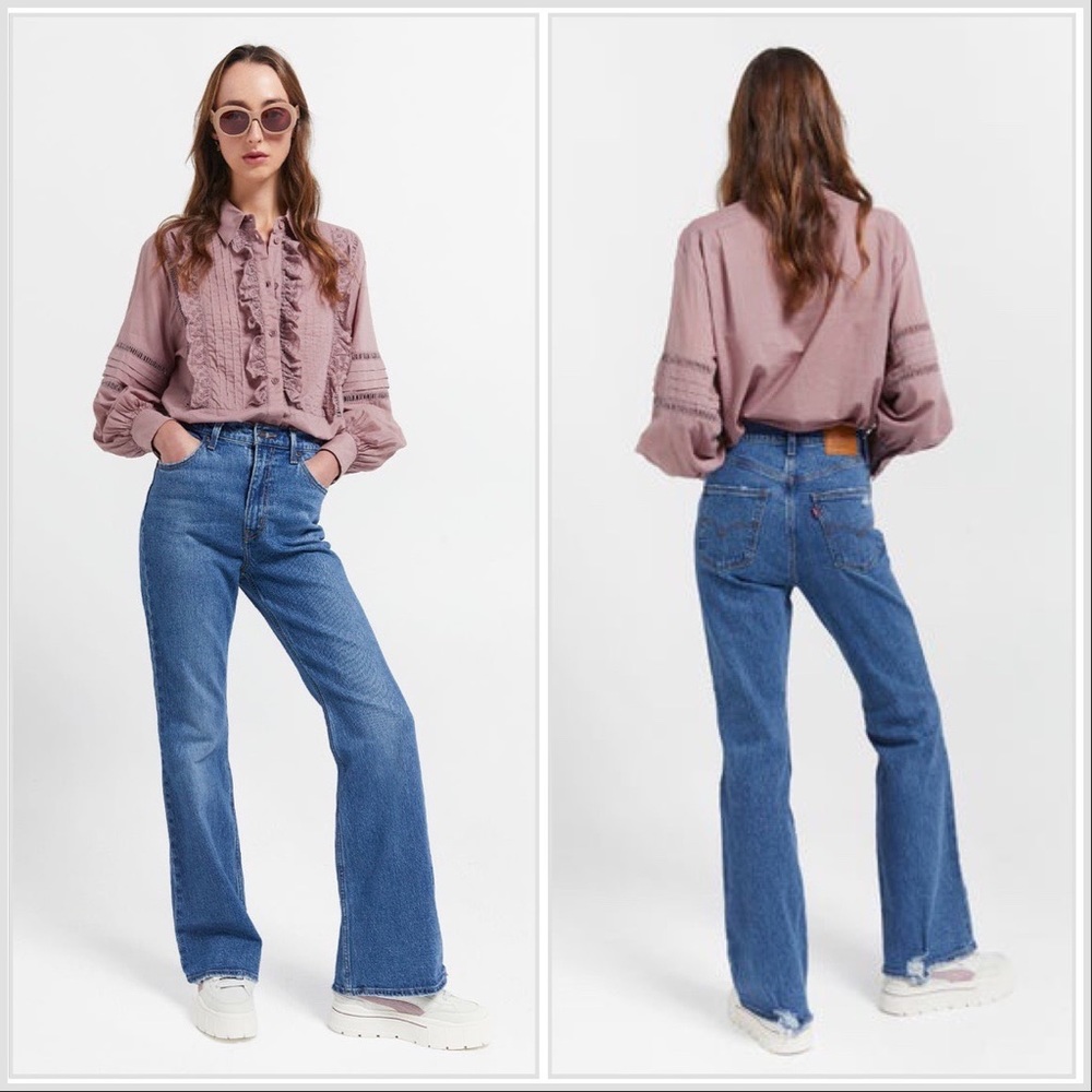 NWT LEVI'S 70S High Flare Jeans in Sonoma Step Wash sz 30